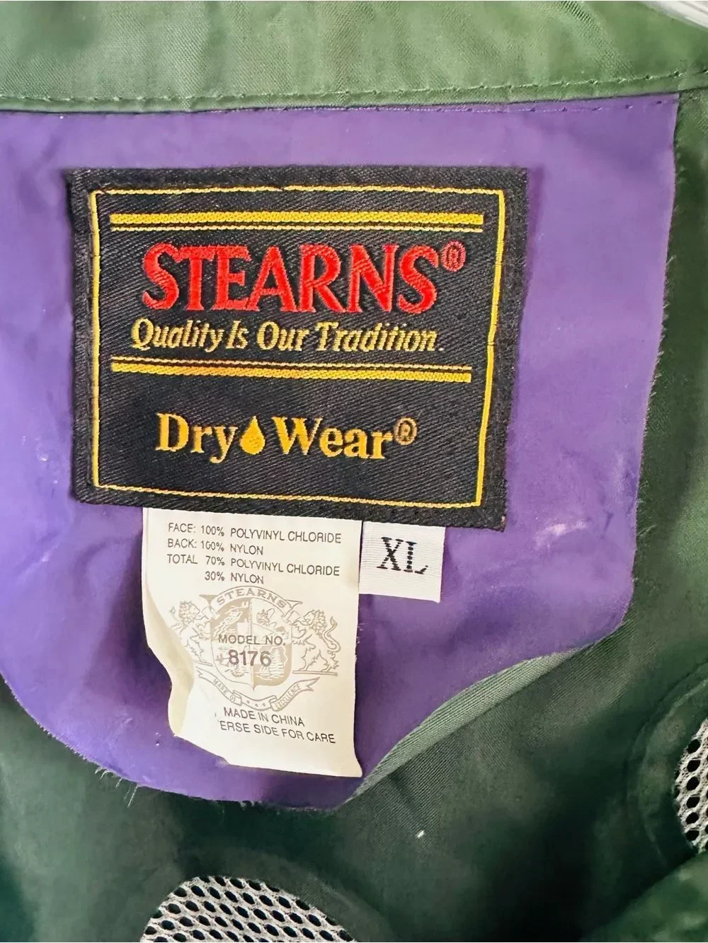 Stearns Purple Green Rain Gear Jacket And Pants Set Men’s Size XL